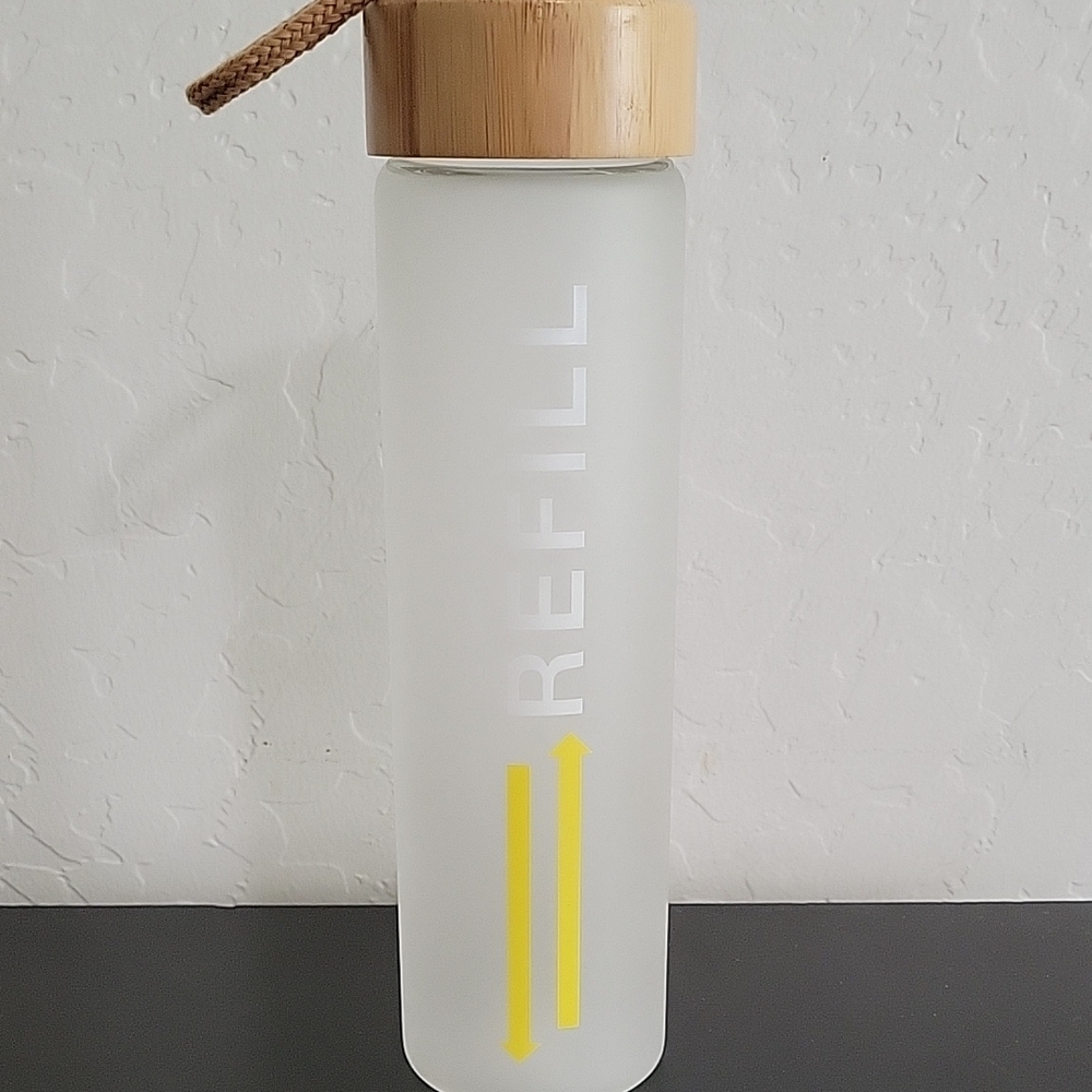 Eco One 18oz Frosted Glass Water Bottle with Bamboo Lid